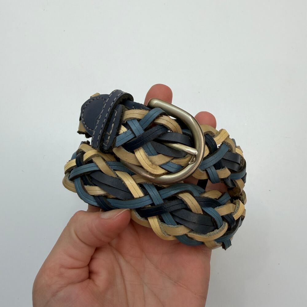 Vintage Blue Woven Leather Belt M/L
